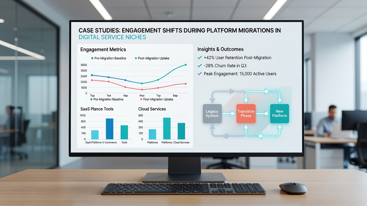 Data visualization of engagement metrics during digital platform migrations